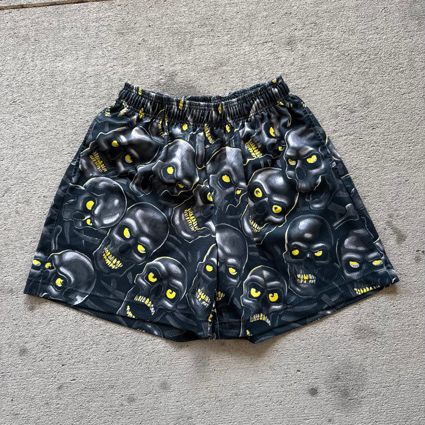 Black skull Pile Shorts