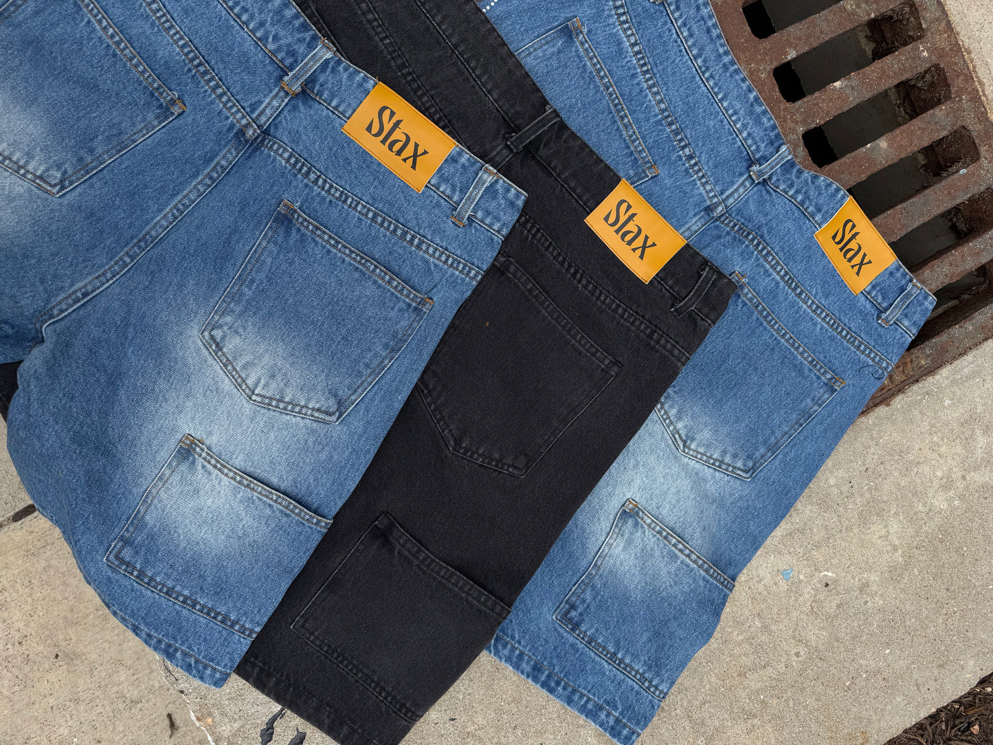 STAX Black Washed Denim Jorts
