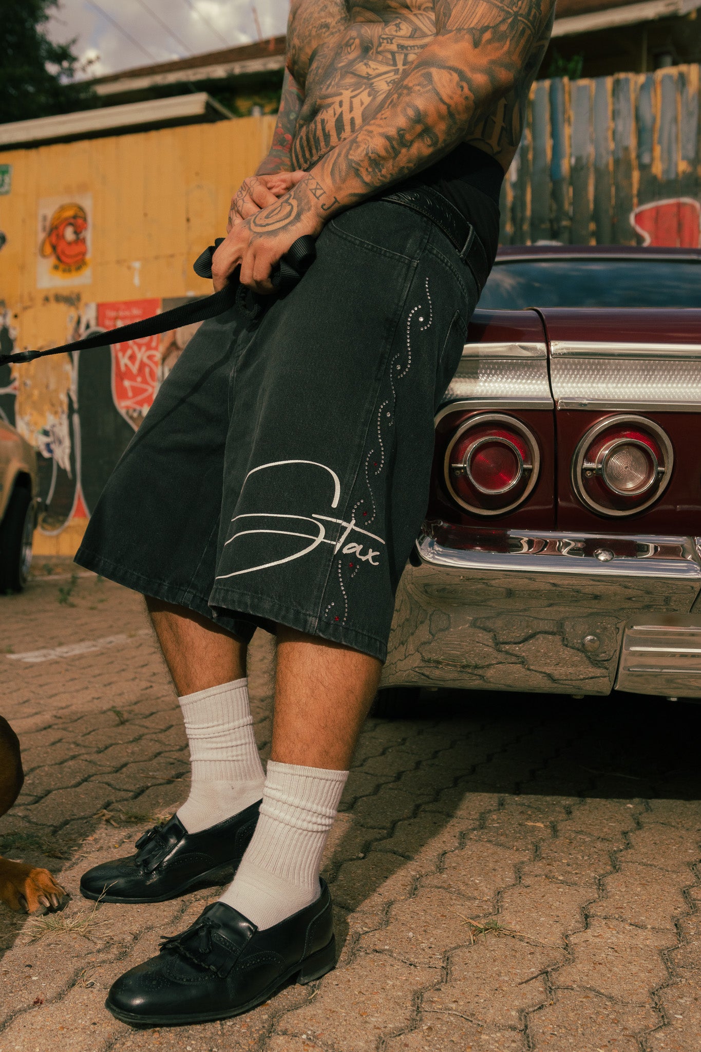 STAX Black Washed Denim Jorts
