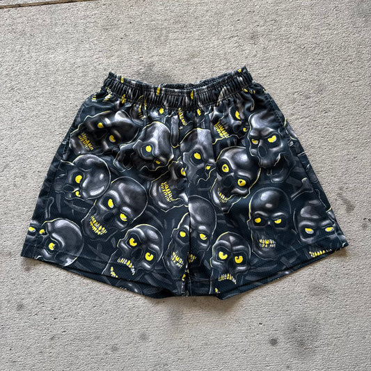 Black skull Pile Shorts